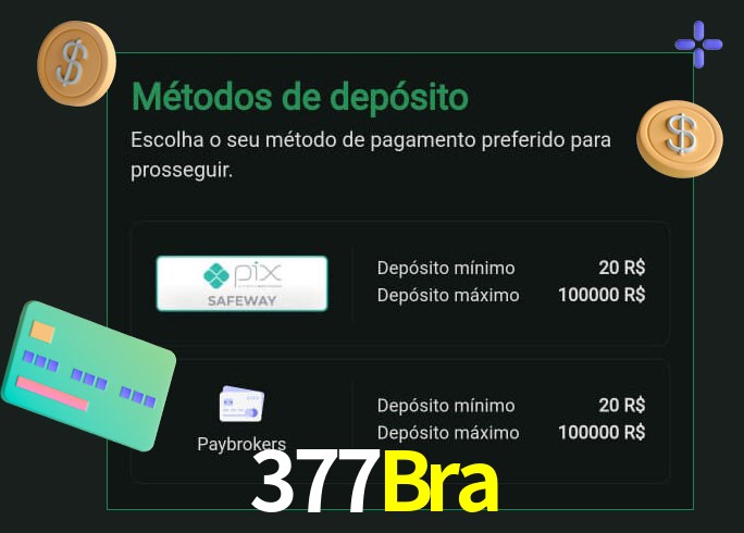 O cassino 377Bra oferece uma grande variedade de métodos de pagamento